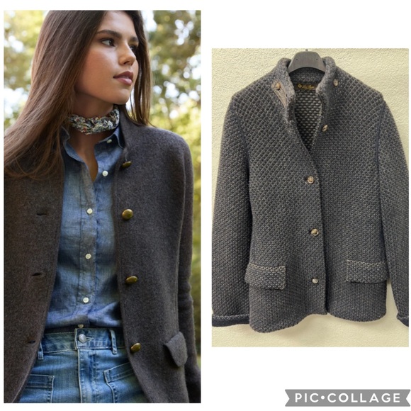 Loro Piana Jackets & Blazers - Loro Piana textured knit cashmere leather military jacket blazer cardigan